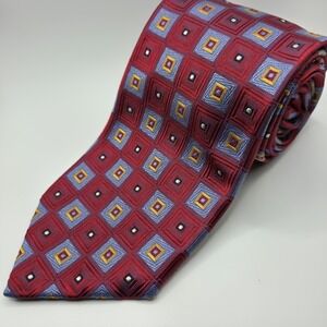 Robert Talbot Best of‎ Class Tie Geometric Blue Red Gold Silver Hand Sewn in USA